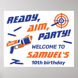 Blå, Orange Dart-krig Födelsedagsfest, Välkommen Poster