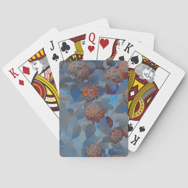 Blå orange färg blomma mönster digital konst casinokort (Baksidan)