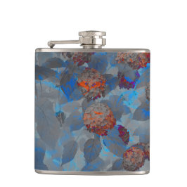 Blå orange färg blomma mönster digital konst fickplunta