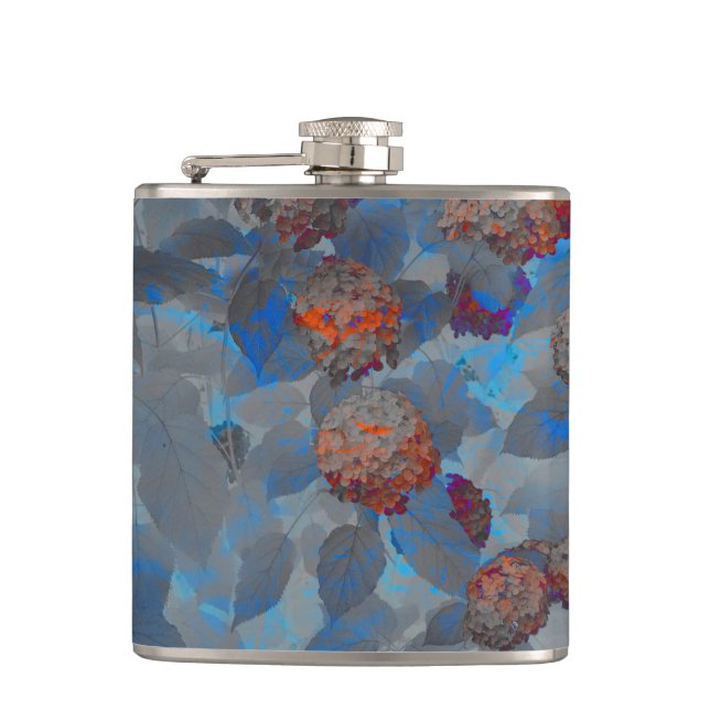 Blå orange färg blomma mönster digital konst fickplunta (Framsidan)