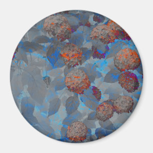 Blå orange färg blomma mönster digital konst magnet
