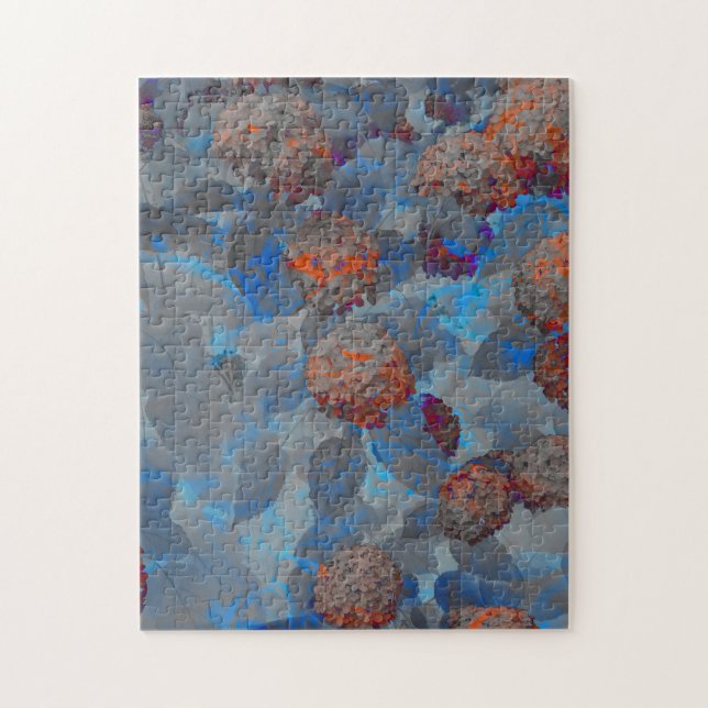 Blå orange färg blomma mönster digital konst pussel (Vertikal)