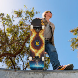 Blå Orange Flamma Magisk Energi Ring Sport Mini Skateboard Bräda 18,5 Cm