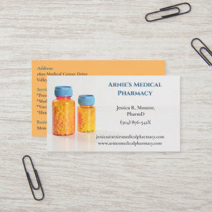 Blå Orange Flaskor farmaceut Pharmacy Pills Visitkort
