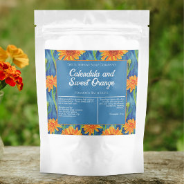 Blå Orange Flowers Watersecure Bath Salts Label
