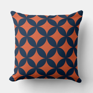 Blå Orange Geometrimönster  Kudde