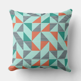 Blå Orange Geometriska Mönster Grafik Kudde