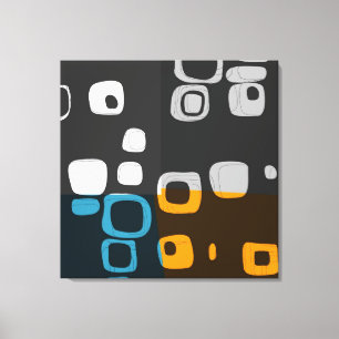 Blå, Orange, Grått Retro Abstrakt Art Canvas