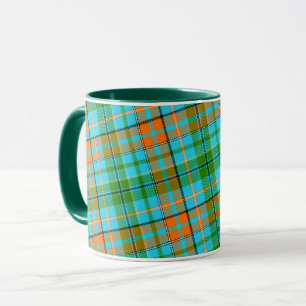 Blå Orange Grön Plaid Tartan Design Mugg