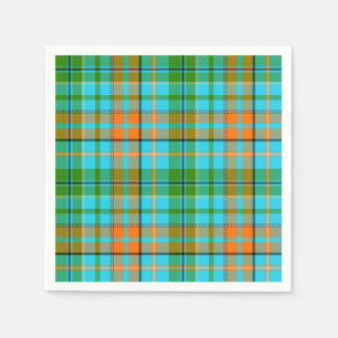 Blå Orange Grön Plaid Tartan Design Pappersservett