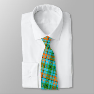 Blå Orange Grön Plaid Tartan Design Slips