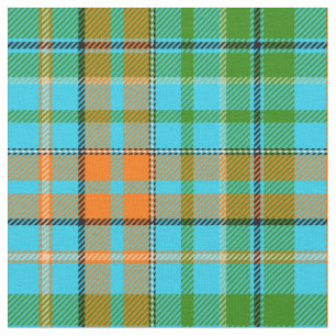 Blå Orange Grön Plaid Tartan Design Tyg