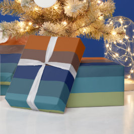 Blå, orange, gröna och grå ränder presentpapper