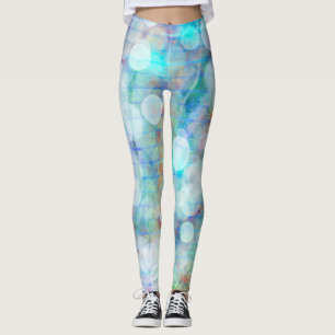 Blå, Orange, Gult, vit Abstrakt Art Leggings