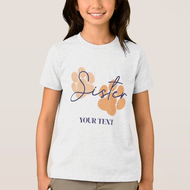 Blå Orange Hund Fötter Avtryck Födelsedagsfest Sys T Shirt (Framsida)