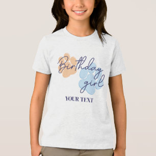 Blå Orange Hund Klöavtryck Födelsedagsfest för Fli T Shirt