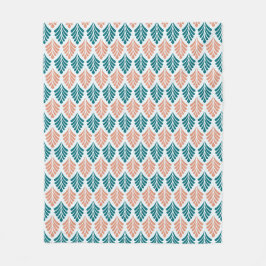 Blå Orange Löv Petal Vintage Art-Nouveau Mönster Fleecefilt