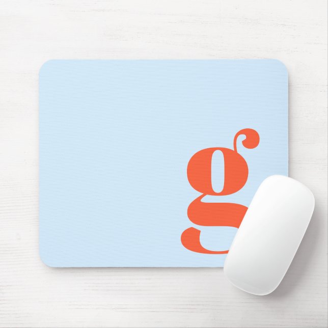 Blå Orange Minimal Retro Monogram Initial Anpassad Musmatta (Med mus)