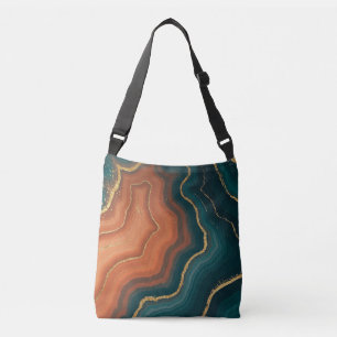 Blå Orange och Guld Geode-Inspired Axelväska