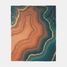 Blå Orange och Guld Geode-Inspired