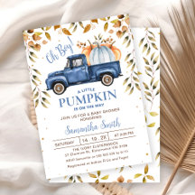Blå Orange Pumpkin Lastbil Foliage Baby Shower