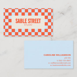 Blå Orange Retro Rutigt Djärvt Kreativt Varumärke Visitkort