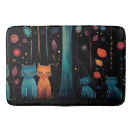 Blå Orange Röda katter Badrumsmatta