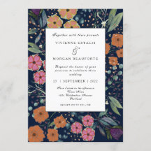 Blå orange rosa blommor Vår bröllop