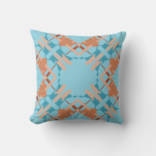 Blå Orange Rust Aqua Crisscross Diamond Motif Kudde