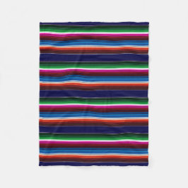 Blå, Orange, Shock rosa, Grönt, mexikanskt Sarape Fleecefilt