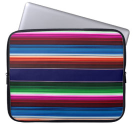 Blå, Orange, Shock rosa, Grönt, mexikanskt Sarape Laptop Sleeve
