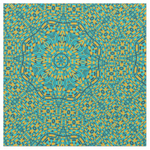 Blå Orange Star Kaleidoscope Skriv ut Mönster Fabr Tyg
