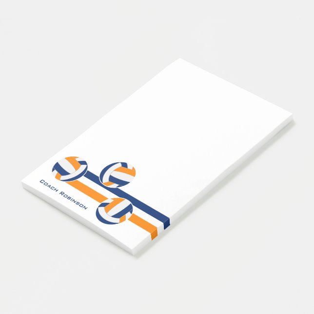 blå orange volleybollar rand eget namn post-it block (Vinklad)