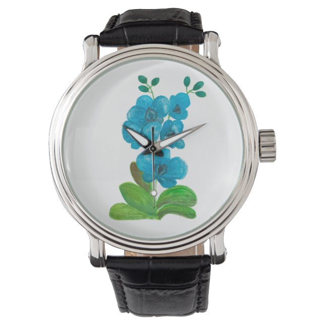 Blå orchid armbandsur (Framsida)