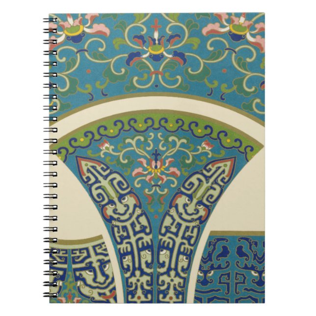 Blå orientalisk design med leende Ansikte Anteckningsbok (Framsidan)