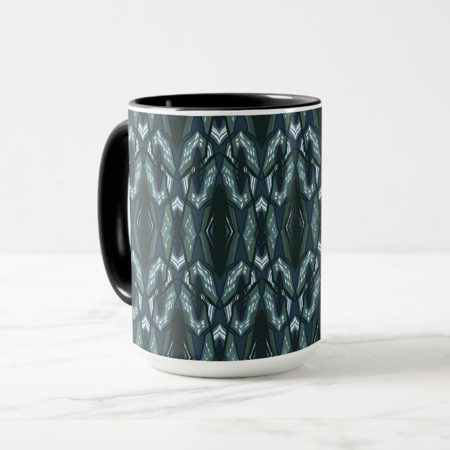 Blå orientalisk geometrisk ornament mugg (Framsida vänster)