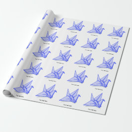 Blå origami crane presentpapper