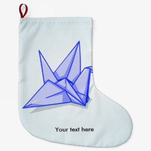 Blå origami crane stor julstrumpa