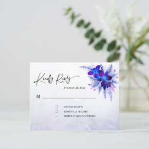 Blå Orkidé Bröllops RSVP Vykort