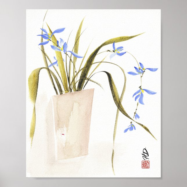 Blå orkidé elegans poster (Framsidan)