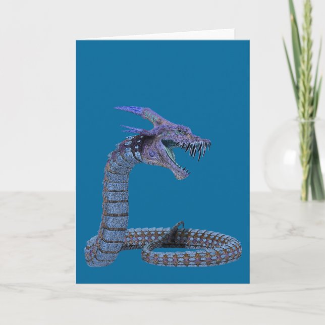 Blå orm Dragon Kort (Framsida)