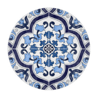 Blå ornate Blommigt Mediterranean Sicilian Tile