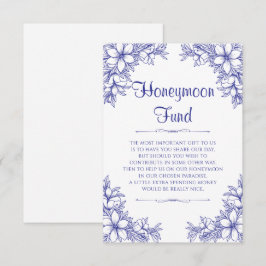 Blå Ornate Bröllop Honeymånfond Tilläggskort