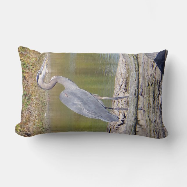 Blå örnkudde på dubblan lumbarkudde (Framsida)