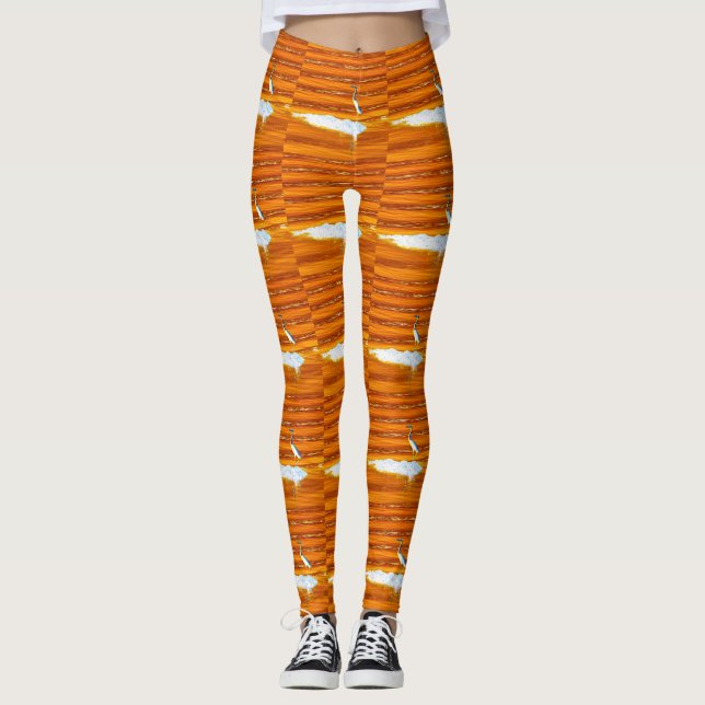 Blå örter stående guldbrun leggings (Framsida)