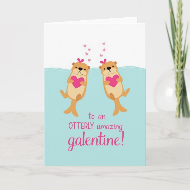Blå Otterly Fantastisk Galentine-kort Kort (Framsida)