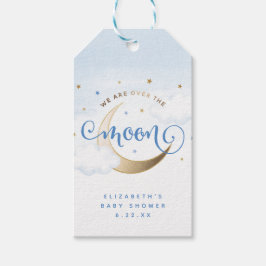 Blå över månbaby shower presenttaggar presentetikett