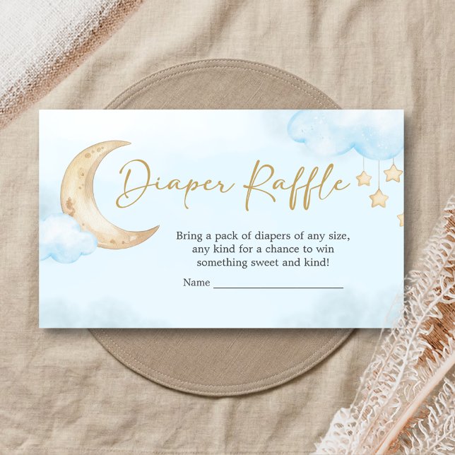 Blå över månen Baby Shower Blöja Lotteri Tilläggskort (Over the Moon Baby Shower Diaper Raffle)