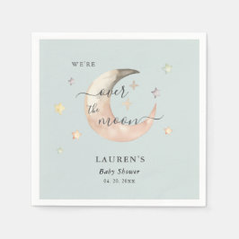 Blå över månen Boho Celestial Baby shower Pappersservett