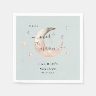 Blå över månen Boho Celestial Baby shower Pappersservett